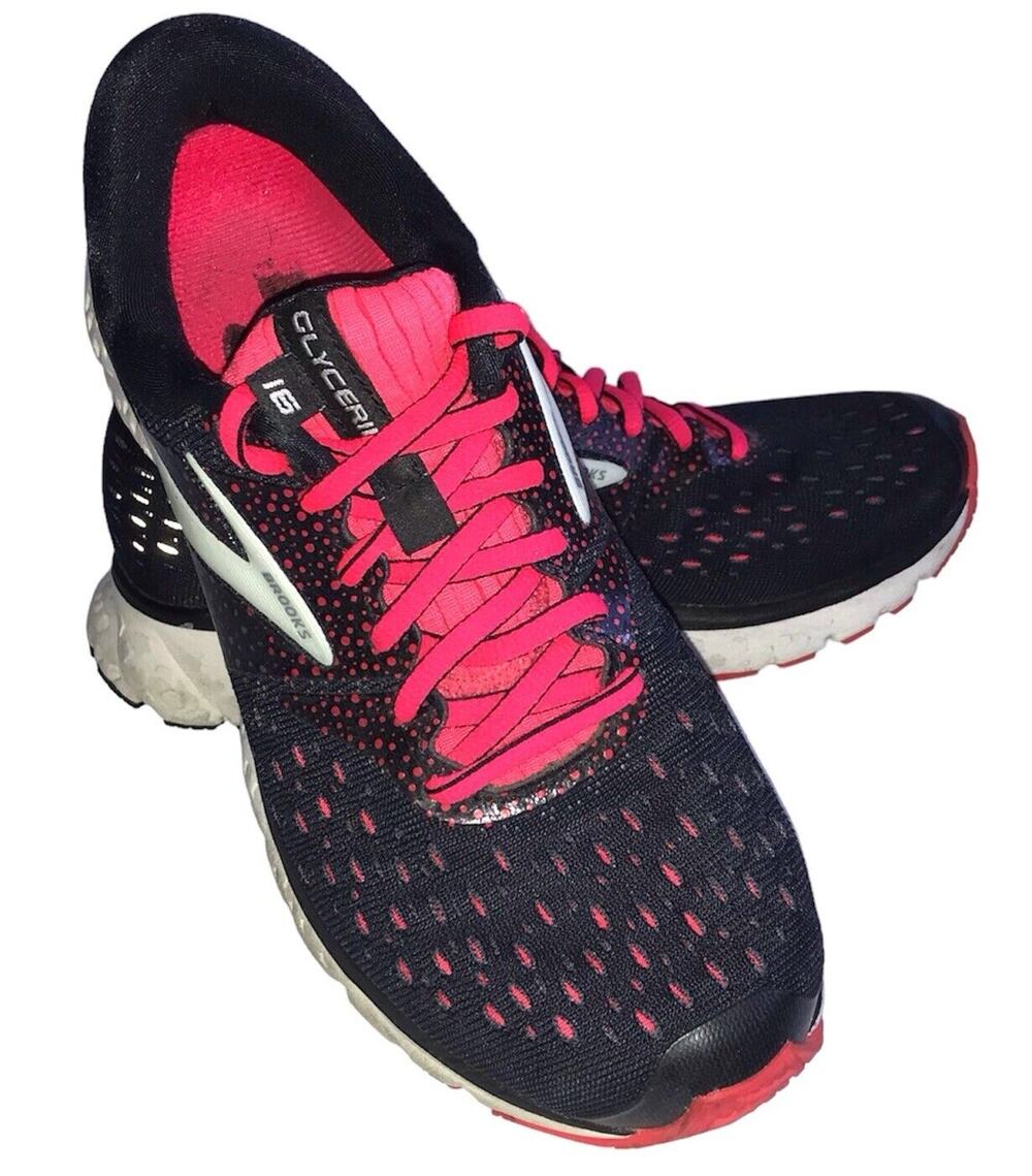 Brooks Glycerin 16 Women's Sz 6.5B Black/Pink Walking Training Running Sneakers